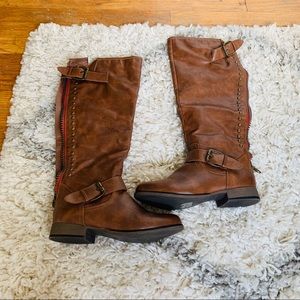 Brown Leather Riding Fall High Boots